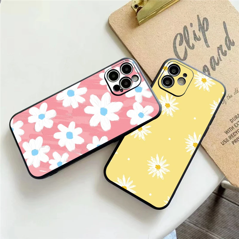 

Cartoon Flowers Phone Case For Funda iPhone 11 13 Pro Max 12 Mini X XR XS 6 6s 7 8 Plus Funda Soft Back Silicone Cover Celular