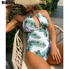 Riseado, Слитные купальники с принтом листьев, новинка 2022, купальник для женщин, с рюшами, сексуальный боди, Холтер, купальный костюм для женщин, пляжная одежда