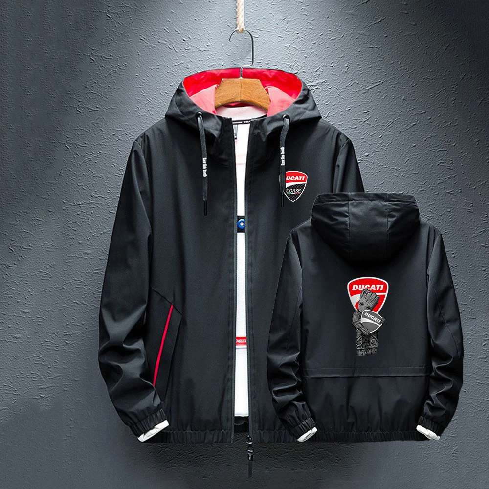 

2022 Ducati PrintedSpring/Summer Brand Hooded Jacket Men's Windbreaker Zip Thin Section Hooded Jacket