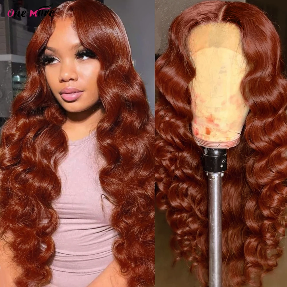 Reddish Brown Loose Deep Wave Lace Front Wig Human Hair Colored HD Lace Frontal Wig with Baby Hair Copper Red Human Hair wig