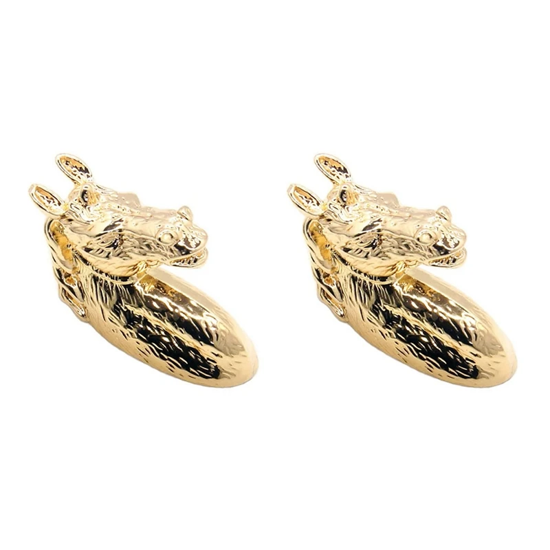 

6PCS Antique Door Handles Animal Handle Horse Head Zinc Alloy Cabinet Handle Knob With Screws (Golden)