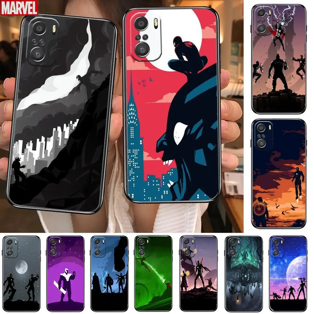 

Shadow Marvel Phone Case For xiaomi redmi 11 Lite pro Ultra 10 9 8 MIX 4 FOLD 10T Black Cover Silicone Back Prett
