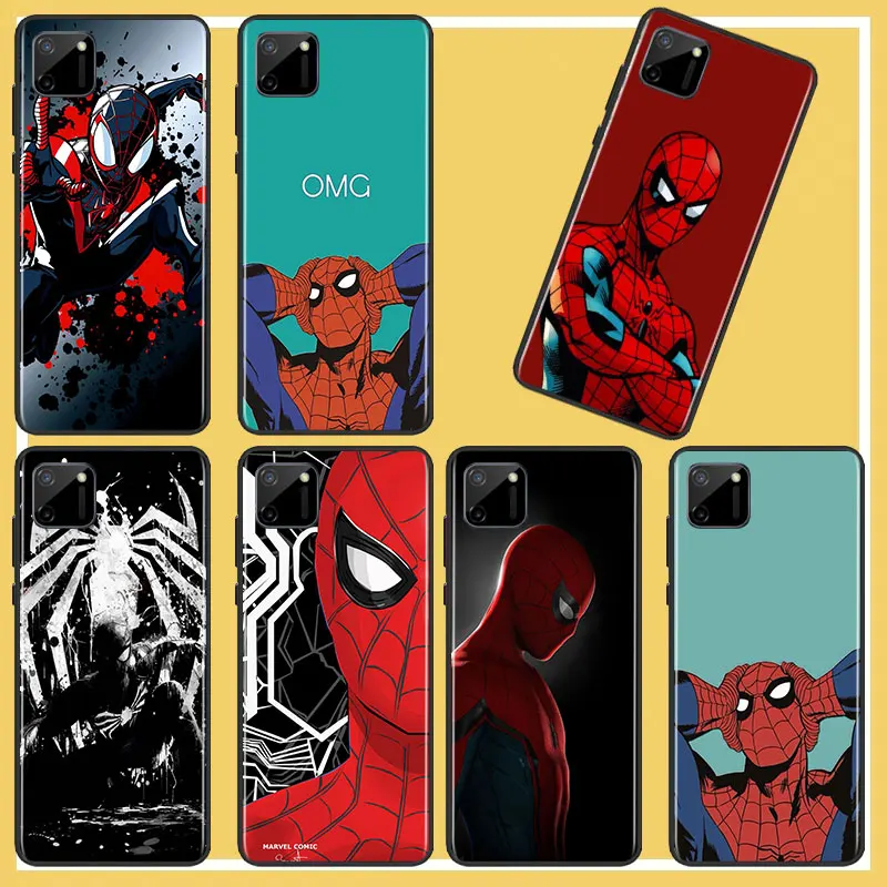 

Marvel hero spiderman Phone Case For OPPO Find X2 X3 X5 Pro Lite Neo Reno 4 5 6 7 Lite Z 4G 5G Pro SE Black luxury Funda Cover