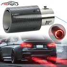 Универсальный автомобильный модифицированный глушитель выхлопной трубы 35-63 мм, наконечник выхлопной трубы с подсветкой из углеродного волокна, Светодиодный светящийся глушитель, выхлопная труба