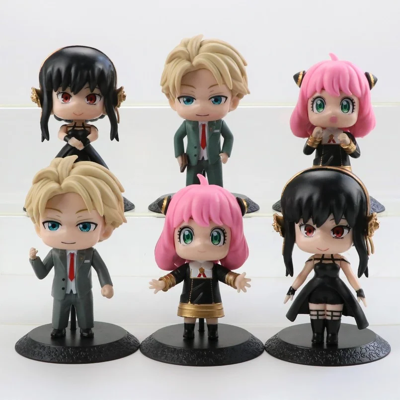 

6pcs Q Version SPY FAMILY Anime Figure Anya Twilight Figure Loid Forger Anya Forger Yor Toy Collectible Model Toys Kid Gift 10cm