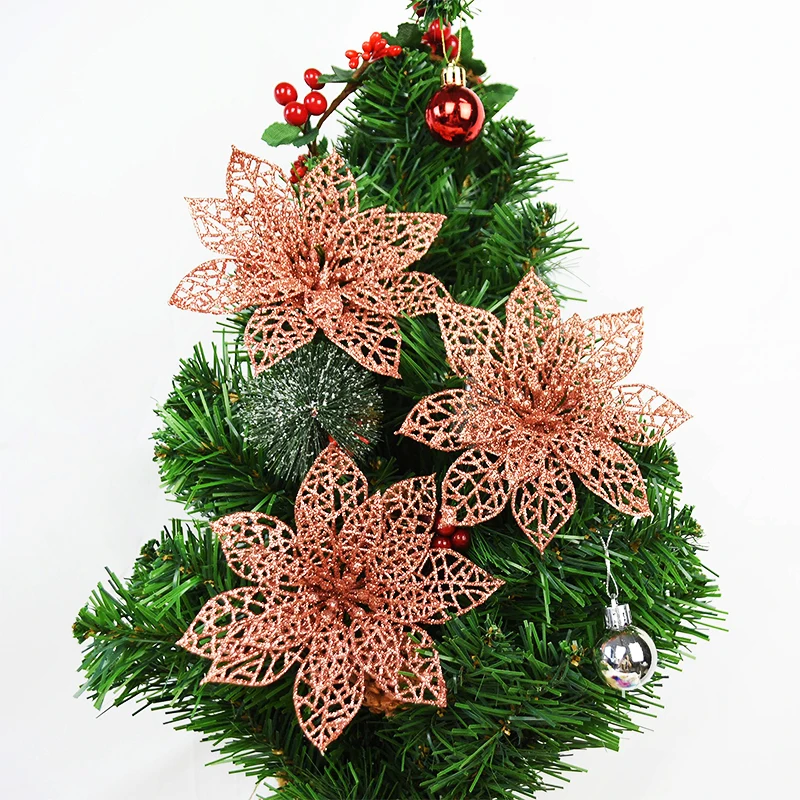 5/10 шт. рождественский цветочный орнамент блестящая искусственная цветочная