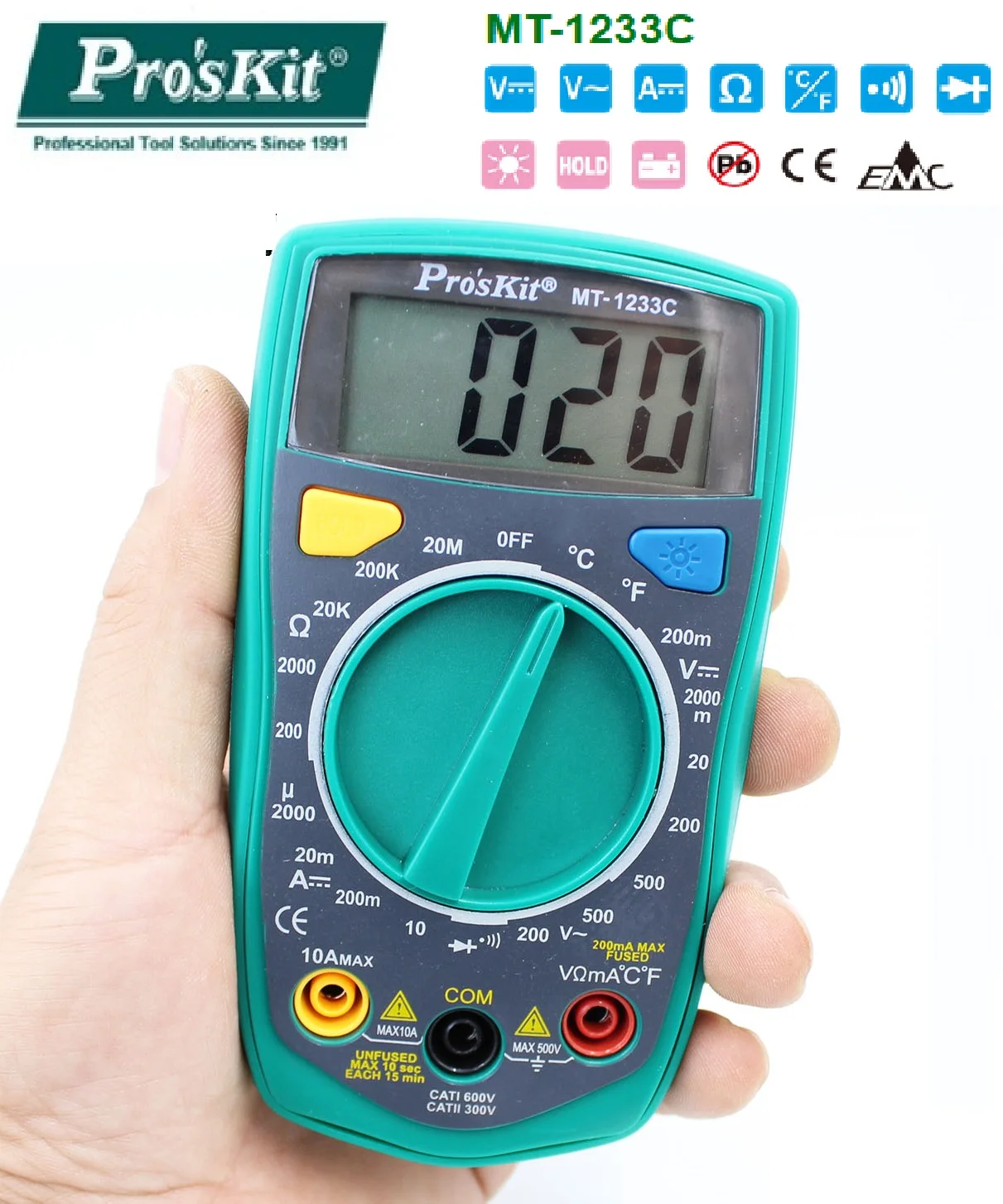 

Taiwan Pro 'skit MT-1233C MT-1233D pocket automatic range anti-burn multi-function digital multimeter multimeter with backlight