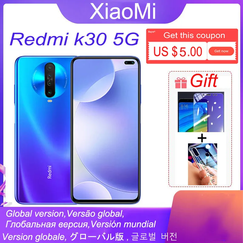 Global ROM Xiaomi Redmi K30 5G smartphone 4500 mAh  Snapdragon 730G 6.67 inches 64MP+20MPRandom color with gift