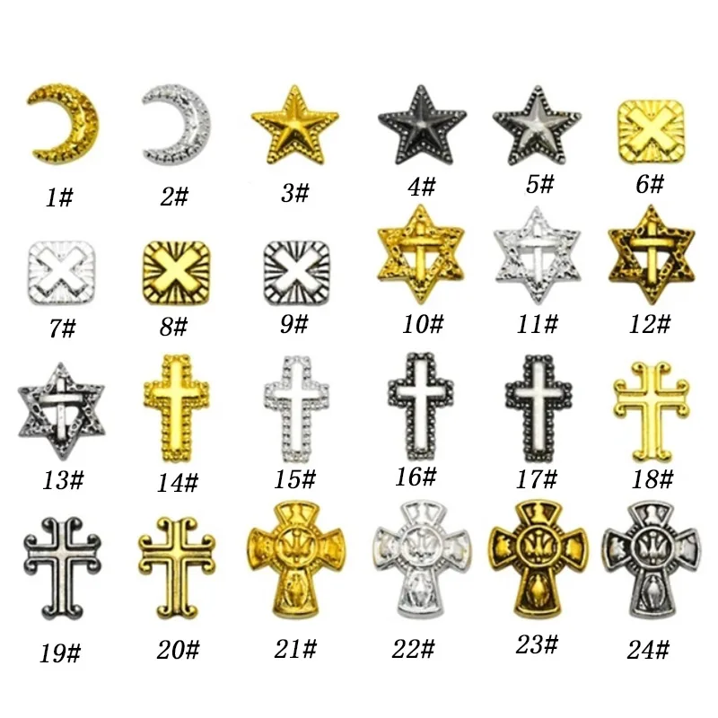 

100pcs Nail accessories retro series alloy star moon cross nail new Japanese nail stick