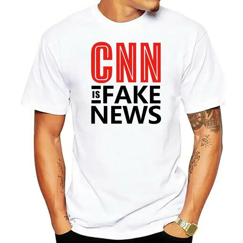 

Donald Trump 2022 CNN Is Fake News Letter Printed Men white Color Funny T-Shirt Trend Short Sleeve Round Neck Tops Shirt
