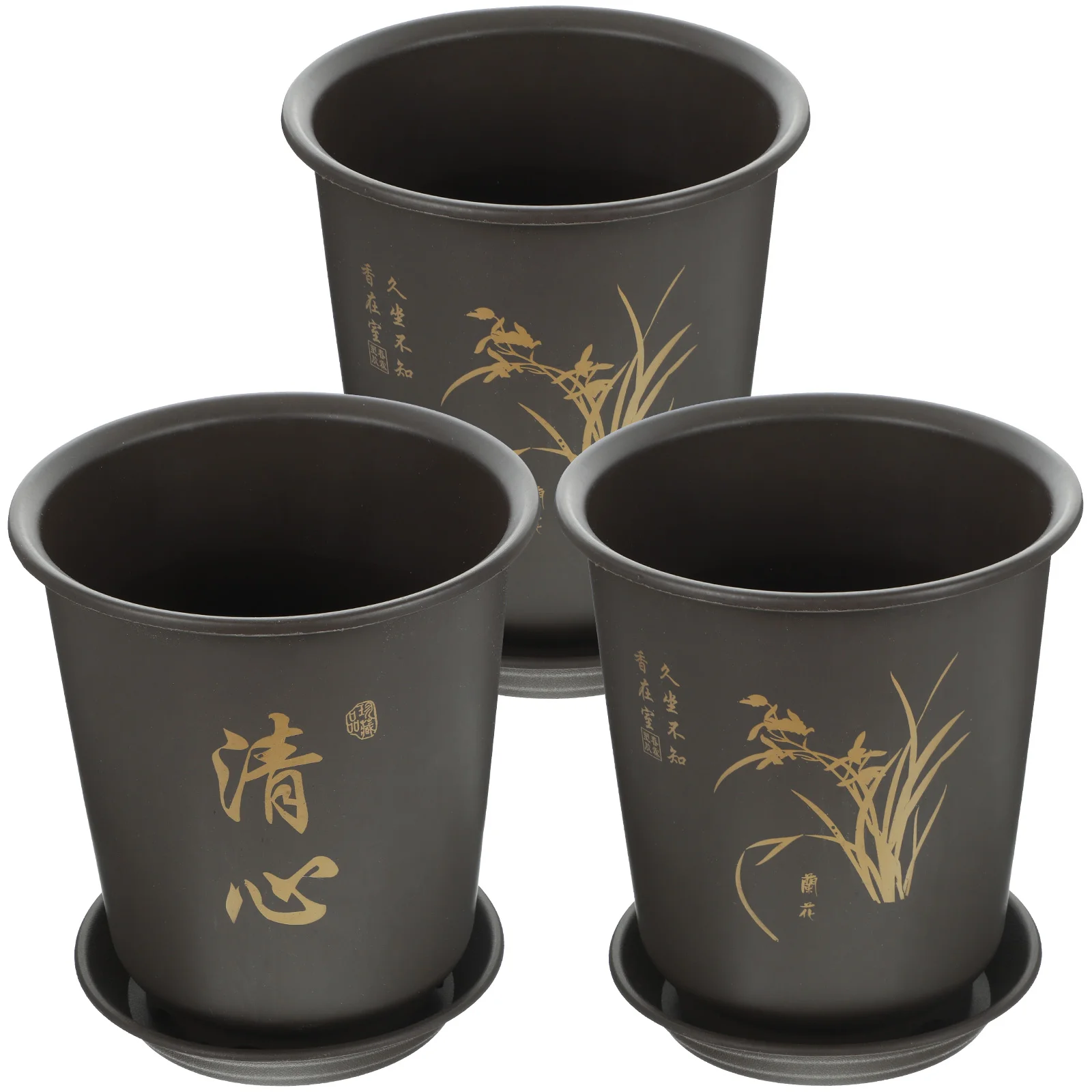 

3 Sets Nursery Rounded Flower Pots Household Flowerpots Planter Bluegrass Plastic Garden pots and planters