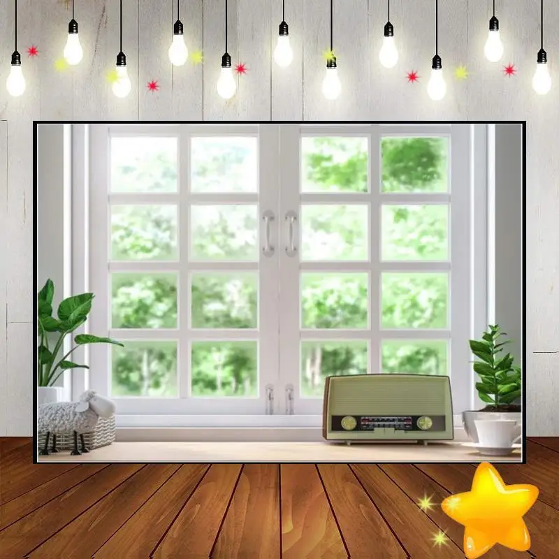 

Office Window Video Conference Studio Surprise Background Photography Backdrops Cartoon Baby Shower Bar Custom Birthday Backdrop