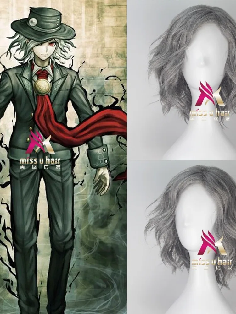 

Movie Gankutsuou Wig Synthetic Heat Resistant Short Wavy Hair Peruca Pelucas Costume Cartoon Role Cosplay +wig cap