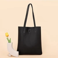 simplicity trend solid tote designer handbags for women genuine leather soft bucket casual vintage black underarm shoulder bags