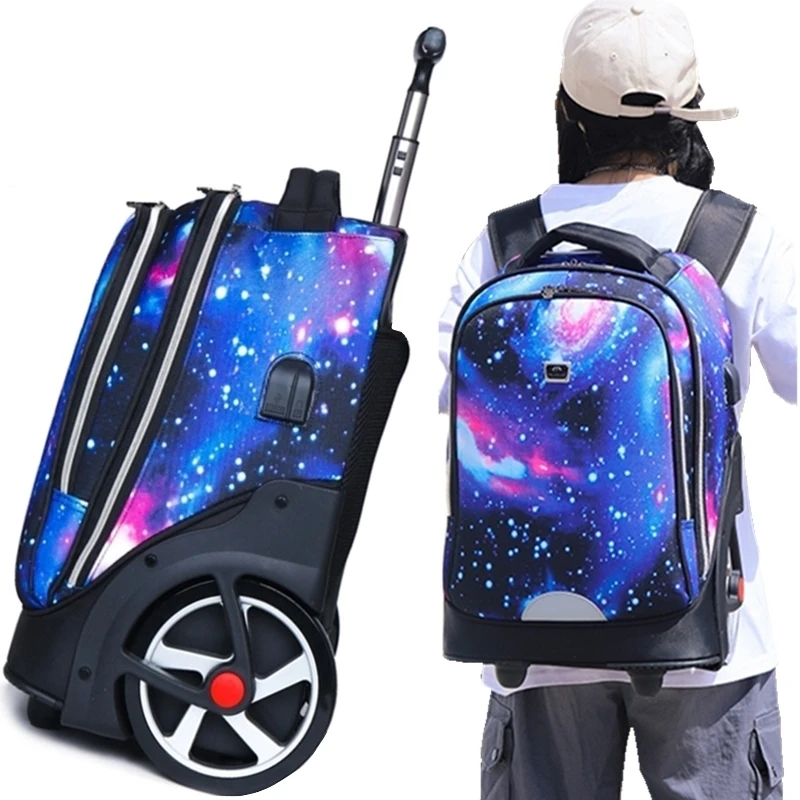 

Рюкзак на колесиках для девочек-подростков, школьный ранец для девочек с USB-портом для зарядки, чемодан на колесиках