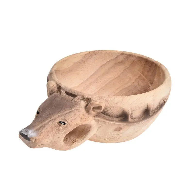 

Portable Large Capactity Rubber Wooden Water Cup Hand Carved Animal Head Cup Juice Milk Drink Cups Creative Friends Gifts