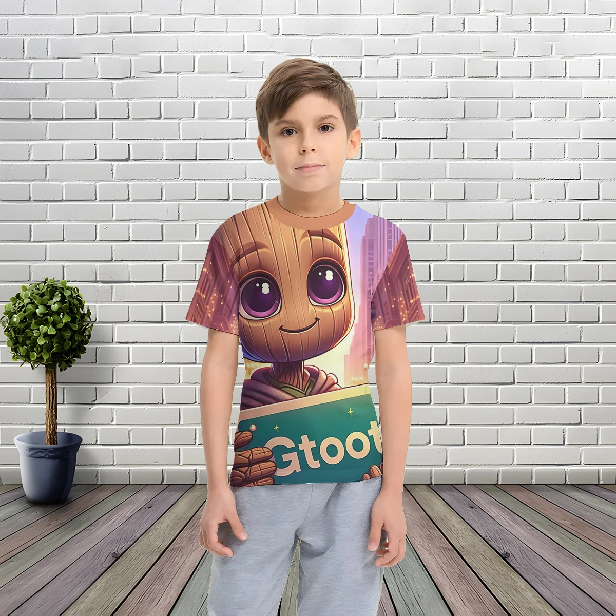 Милая мультяшная одежда Groot с 3D принтом для малышей от 5 до 14 лет мужская уличная