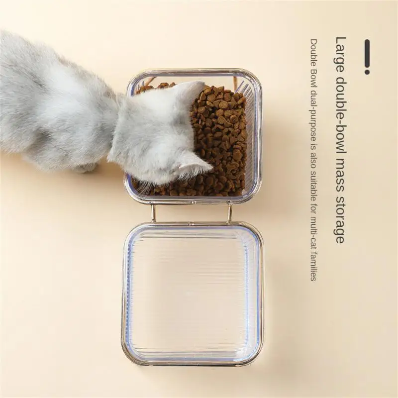 

Cat Bowl Transparent Single/double Bowl Drinking Cat Grain Bowl Protects Cervical Neck High Foot Cats Plates Stand Pet Bowl 1pcs