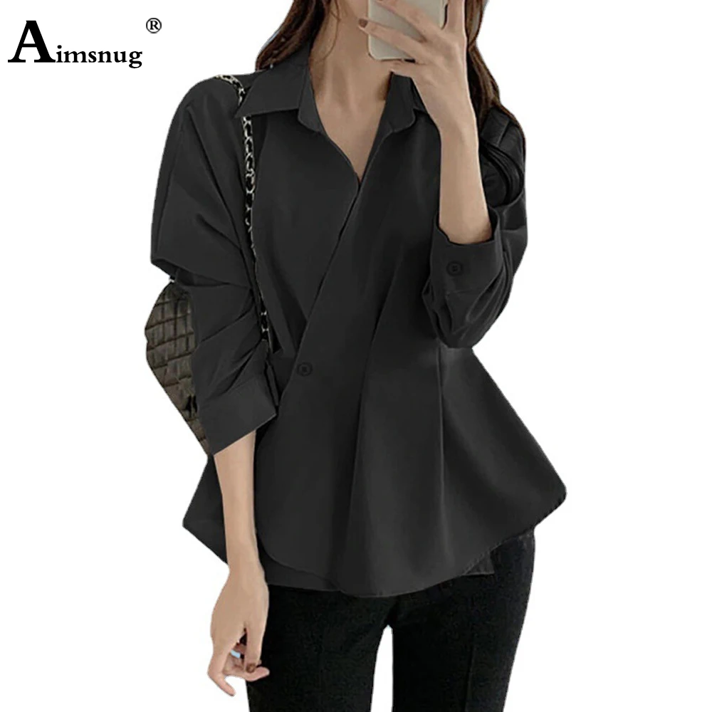 

Женская Элегантная Модная рубашка-блузка большого размера 5xl, женский топ с открытым стежком и асимметричным подолом, Новинка лета 2022, повсе...