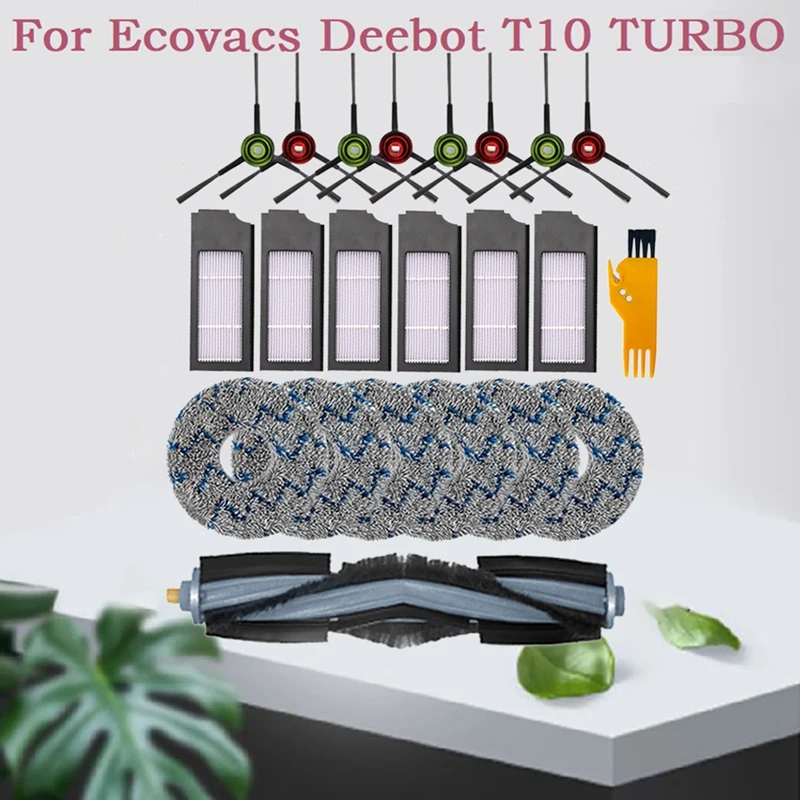 

22Pcs Replacement Kit Main Side Brushes HEPA Filter Mop Cloth For Ecovacs Deebot T10 TURBO Vacuum Cleaner Spare Parts
