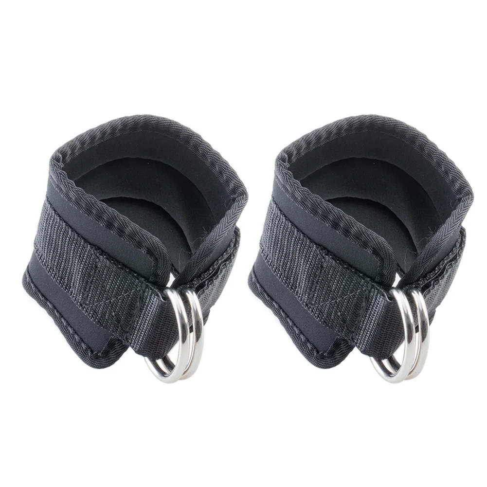 

2pcs Wrist Belt Thigh Fitness Sports Weight Lifting Adjustable Ankle Strap Gym Cuff Cable Attachment Double D Ring Leg Pulley