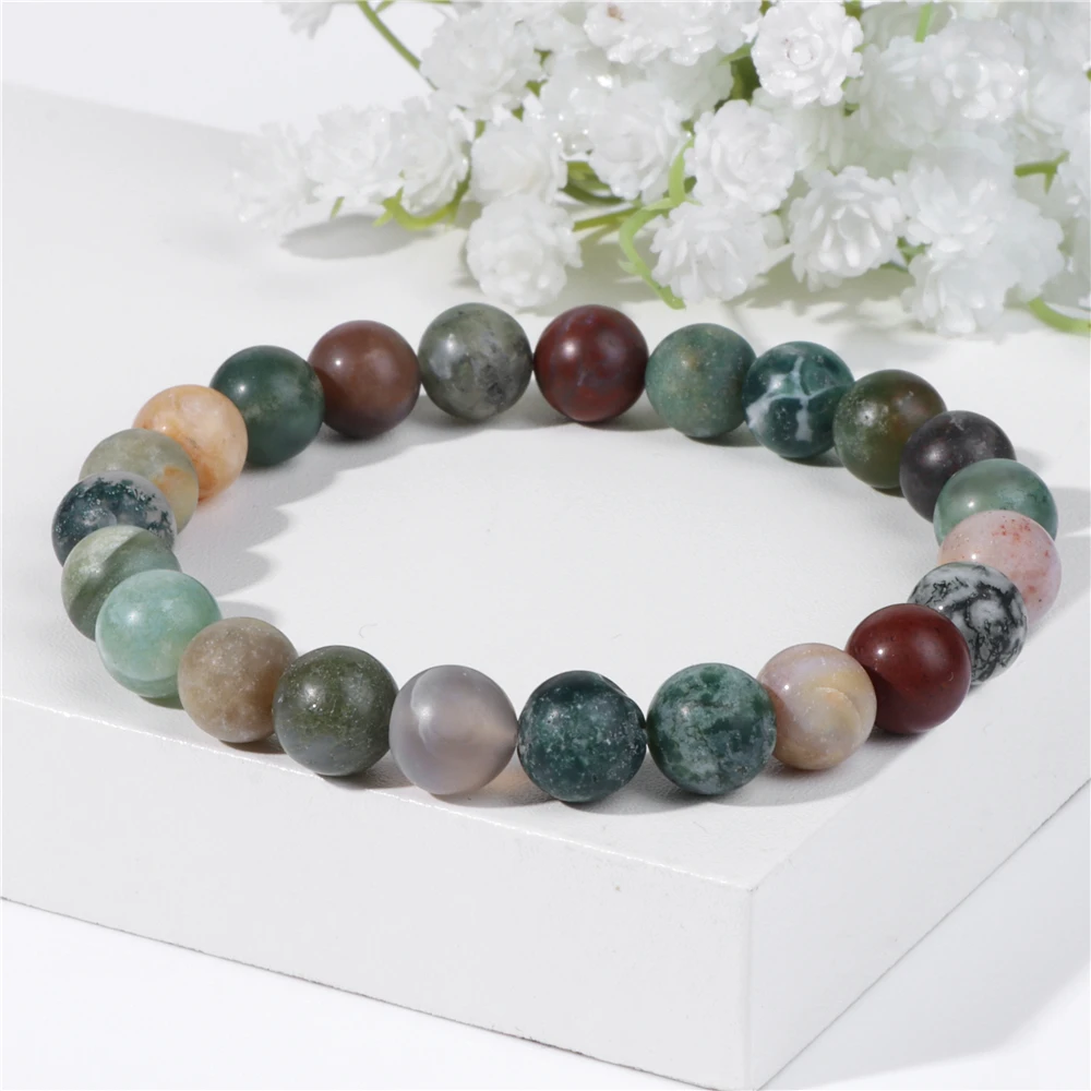 Эластичный матовый браслет из бусин 8 мм натурального камня | Браслеты