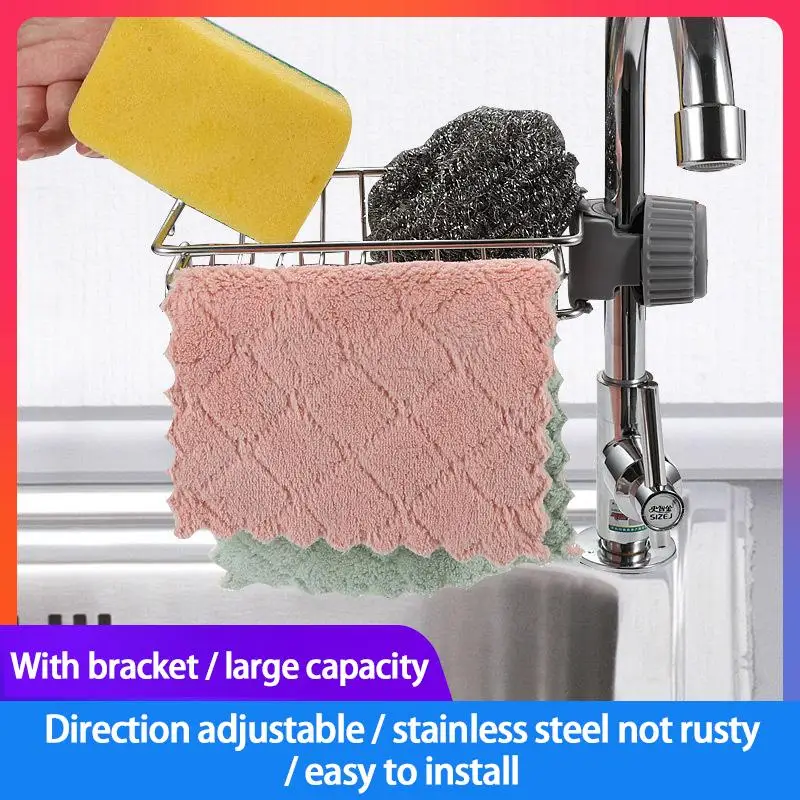 

Soap Tray Sink Basket Adjustable Sponge Rag Storage Shelf Shower Shelf Stainless Steel Faucet Holder Sink Drain Rack