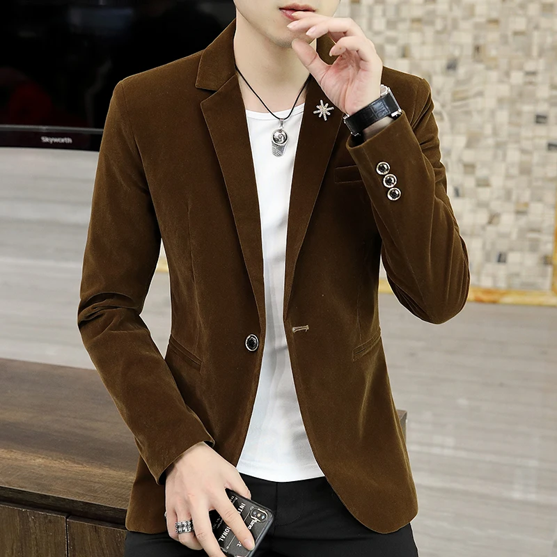 

2023New boutique suit men's casual Korean version slim single jacket business youth handsome personality small suit coat trend