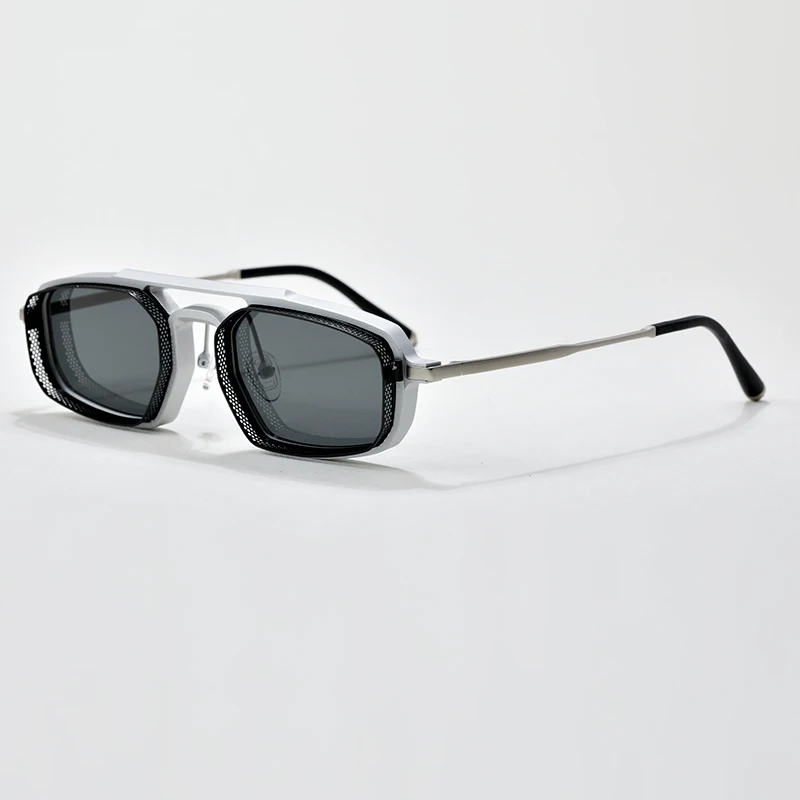 Женские и мужские очки с двойным мостиком цветные солнцезащитные из сплава