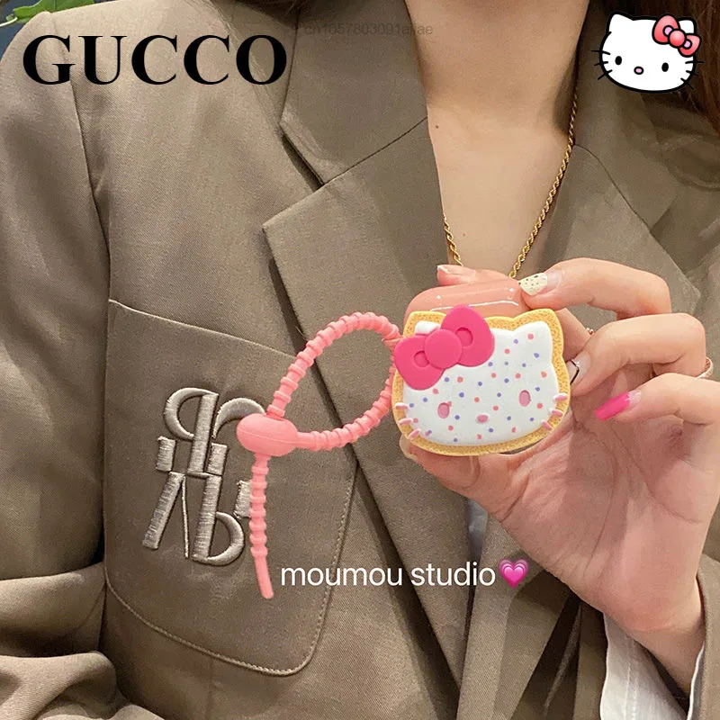 2022 Wireless Headset Case Airpdos 2 3 Generation Pro Bluetooth Earphone Cover Sanrio Hello Kitty Korean Style Solid With Strap