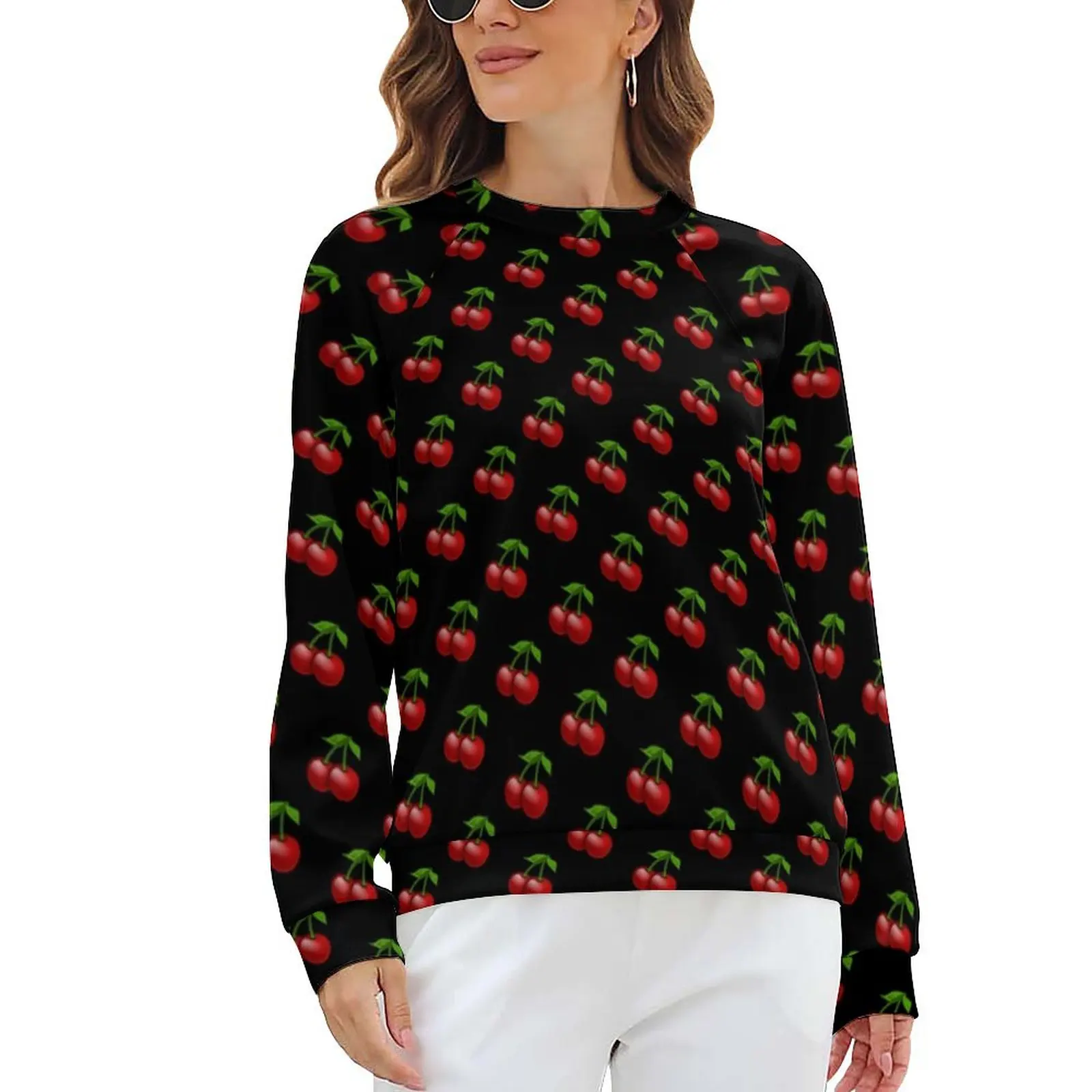 

Vintage Cherry Print Casual Hoodies Women Fruit Lover Retro Custom Hoodie Winter Long Sleeve Harajuku Oversize Sweatshirts Gift