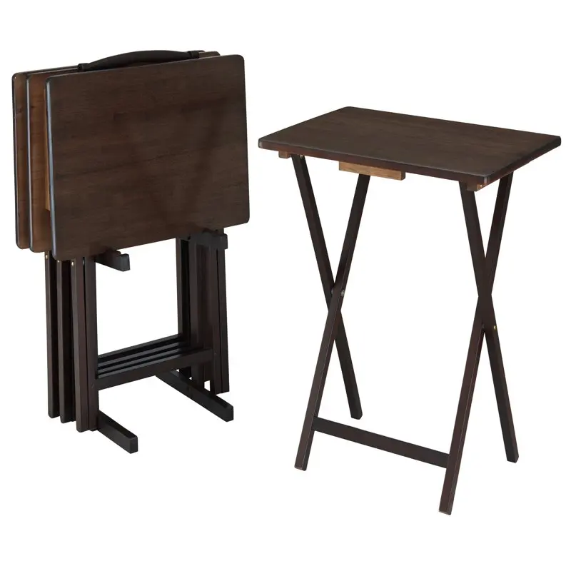 

5-Piece Set Folding Tv Tray Table, Walnut 19 x 15 x 26 Inch