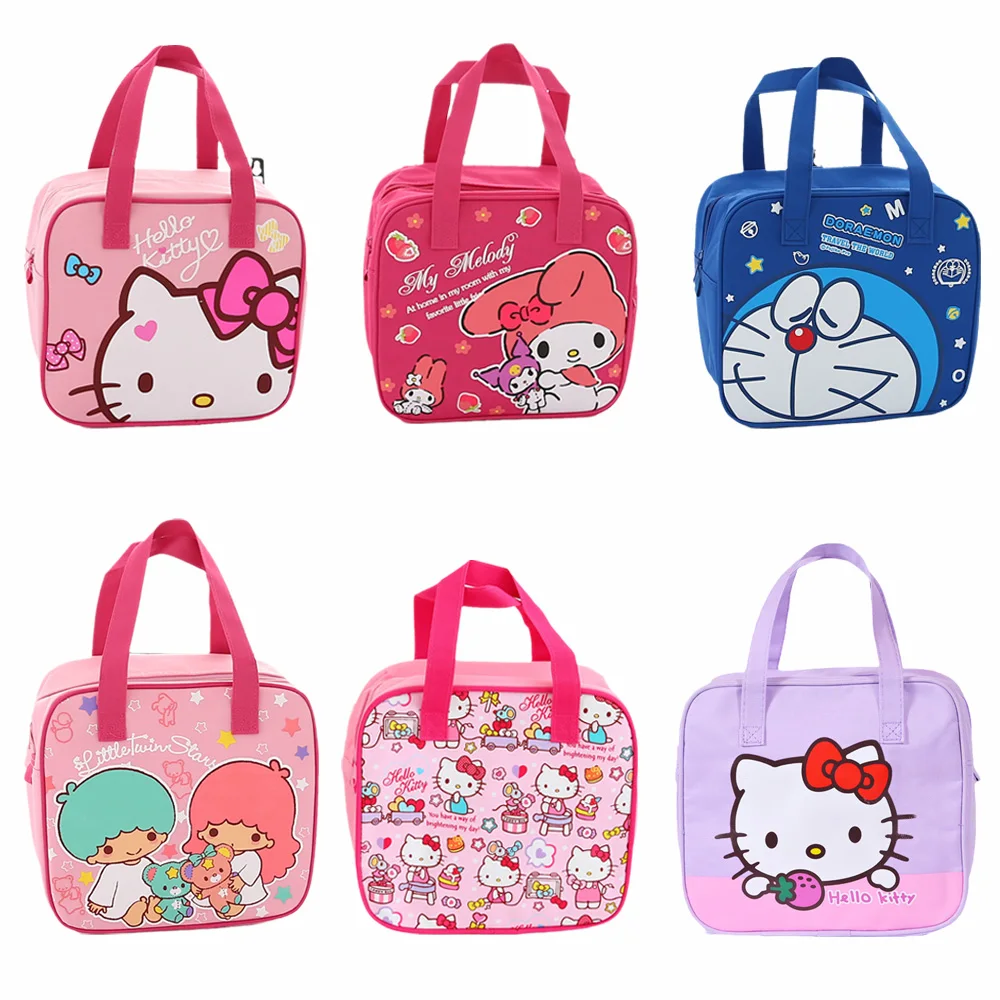 

Sanrioed Cinnamoroll Kuromi My Melody Purin Термосумка из алюминиевой фольги для студентов аниме Водонепроницаемая изоляционная сумка для ланча 25 см