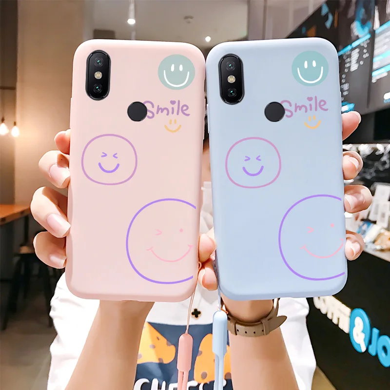 

Cute Smiley Case For Xiaomi A1 A2 A3 Lite Max 2 3 Mix 2 3 4 2s Personalized Tide Shell Silicone Soft Shell Candy Colors