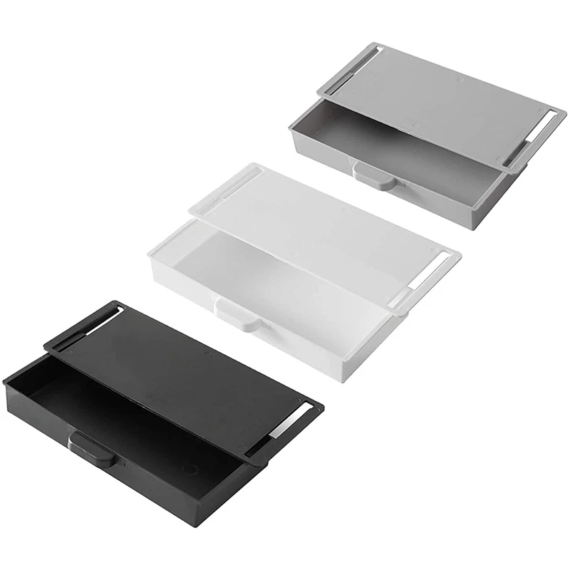 

3Pcs Drawer Storage Box Self-Adhesive Storage Box Punch-Free Stationery Storage Box Stationery Box Under the Desk