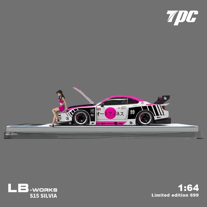Предпродажа TPC 1:64 LBWK Silvia S15 LB Super Silhouette открывающийся капюшон розовый литой под
