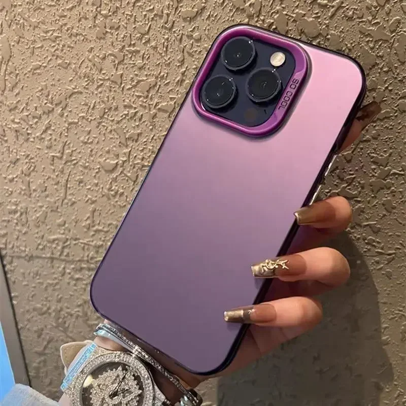 Лазерный металлический цветной матовый чехол Aurora для iPhone 16 15 11 Pro Max 13 12 Mini 14 Plus