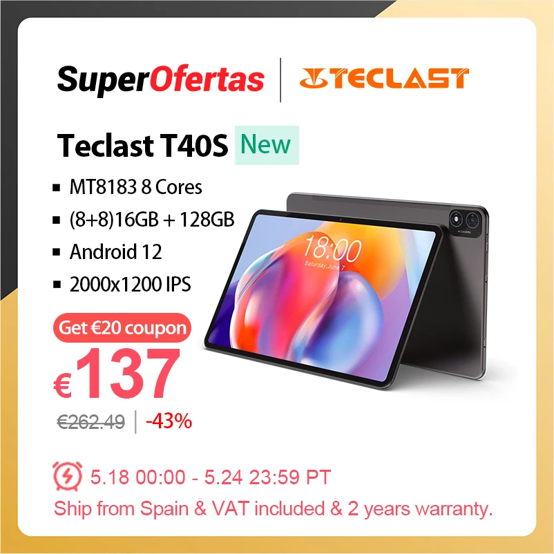 Teclast T40S 2023 2K 10.4 inch Tablet 8/128GB MT8183 Android 12