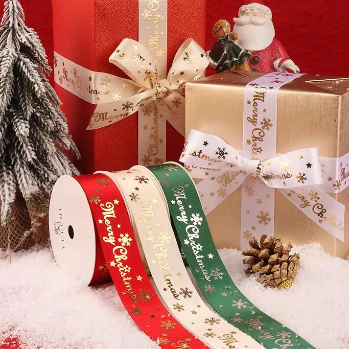 

10 ярдов/Лот, 2,5 см, ширина, белая, красная, зеленая звезда, Рождественская лента, Подарочная коробка, лента для упаковки, бант, лента A371