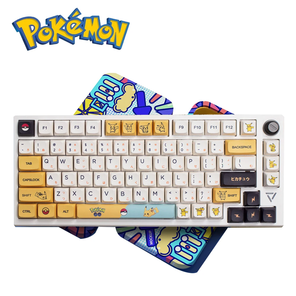 

XDA Height Pokemon Pikachu Keycap Full Set Mechanical Keyboards Keycap Anime Cute Cartoon Peripheral Accessories Children's Gift