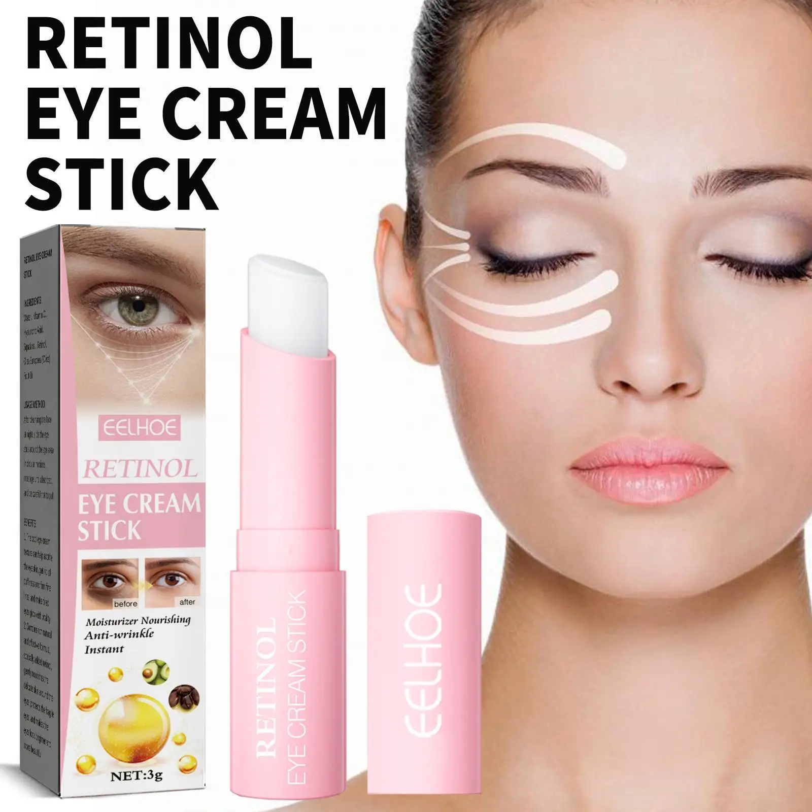 

Retinol Eye Cream Stick Anti-aging Firming Remove Dark Circles Eye Bags Anti-wrinkle Firming Reduces Wrinkles Lines Eye Care