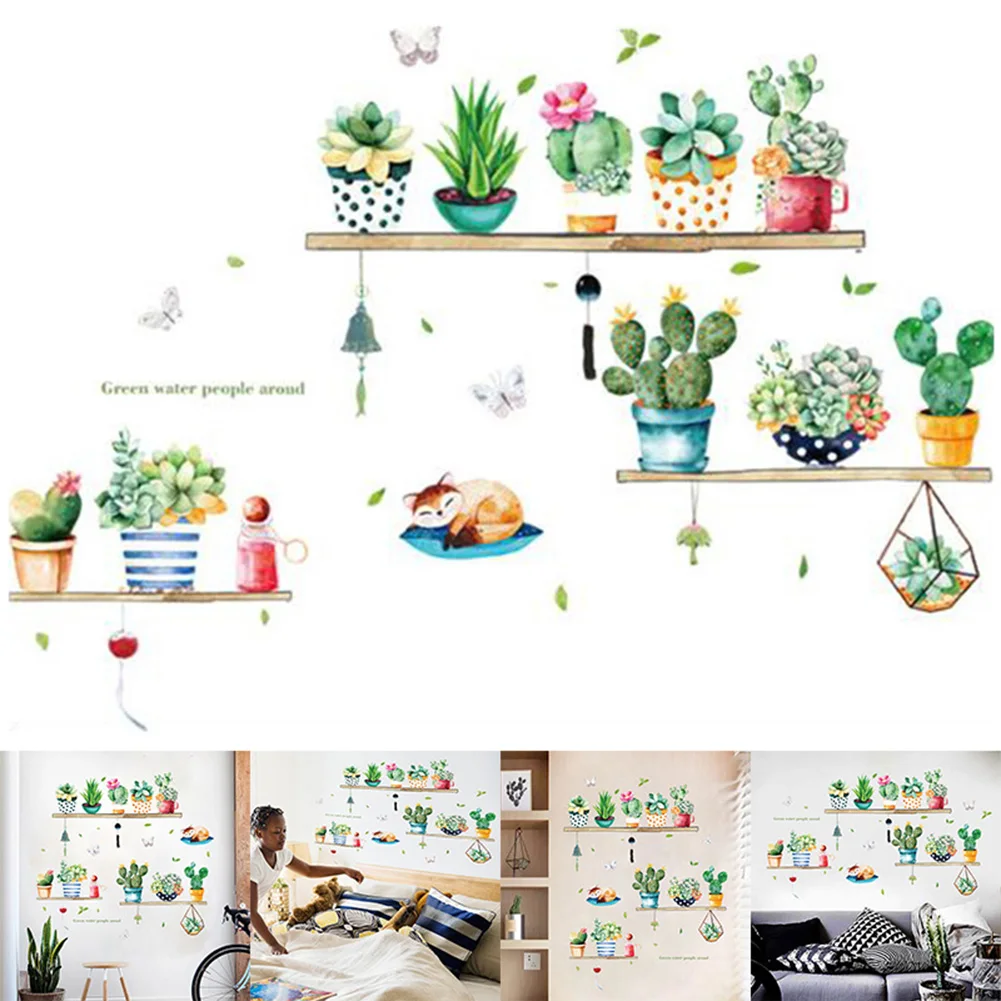 

Wall Stickers Cactus Potted Living Room Bedroom Wardrobe Tv Background Waterproof Wall Paintings Diy Kindergarten Home