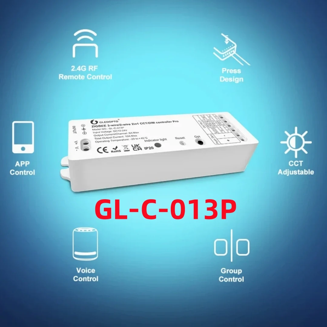 Фото GLEDOPTO ZigBee 3.0 2-проводной светодиодный контроллер CCT/DIMER Контроллер освещения работает с приложением SmartThings Alexa Голосовое дистанционное управление №1