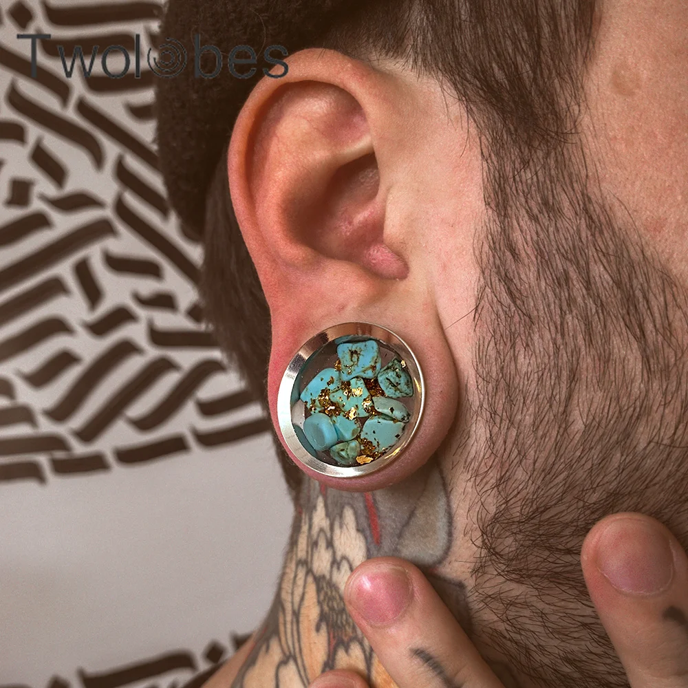 

Towlobes 2PCS New Ear Gauges Tunnels Plugs Piercing Jewelry Stainless Steel Expander Earrings Hypoallergenic