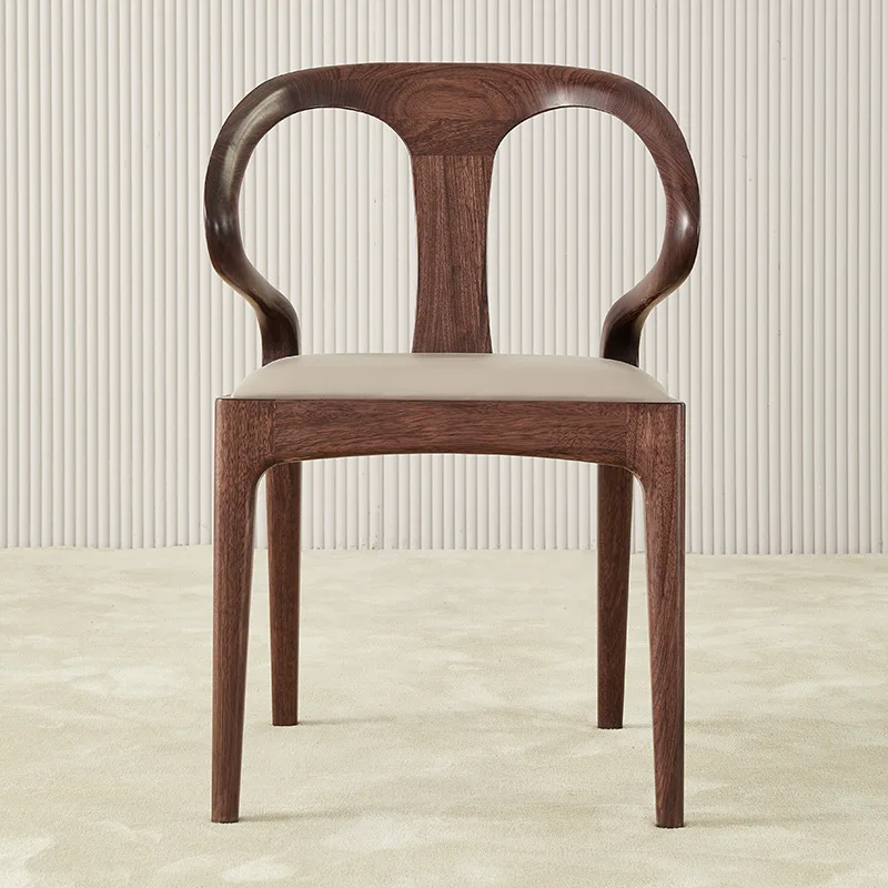 

High quality hotel solid wood dining chair Light luxury ebony dining chair Soft seat dining chair West cloth dining chair