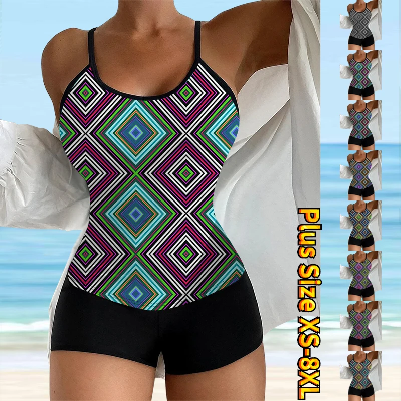 

Лето 2023, обычные танкини, новый дизайн, женские купальники с принтом, купальники из двух частей, комплект бикини, пляжная одежда, купальник, комплект купальников