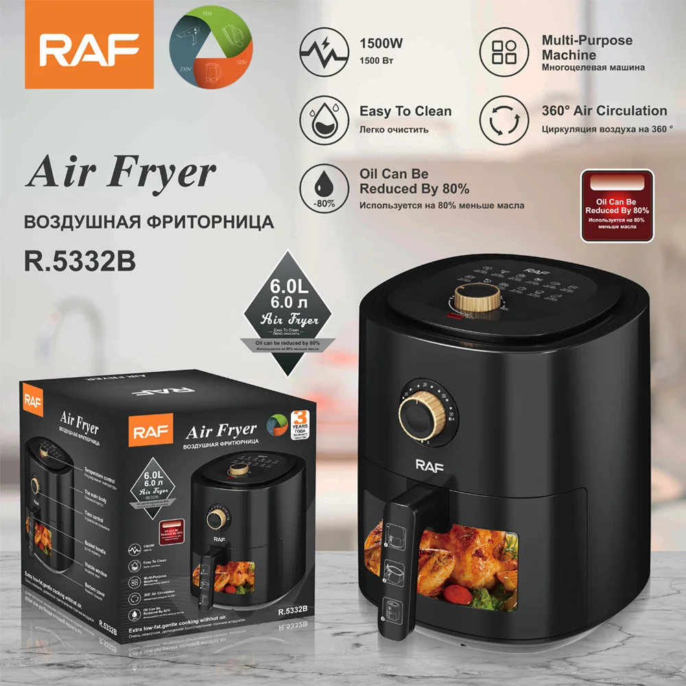 

6L Air Fryer with Viewing Window, Oilless Cooker, Nonstick Basket, Easy To Clean, 1500W Fully Automatic Smart Electric Fryer