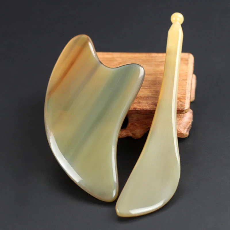 

Natural White Yak Ox Horn Gua Sha Scraper Tendon Stick Facial Massage Beauty Health Relax Eye Face Neck Back Body Massager Tool