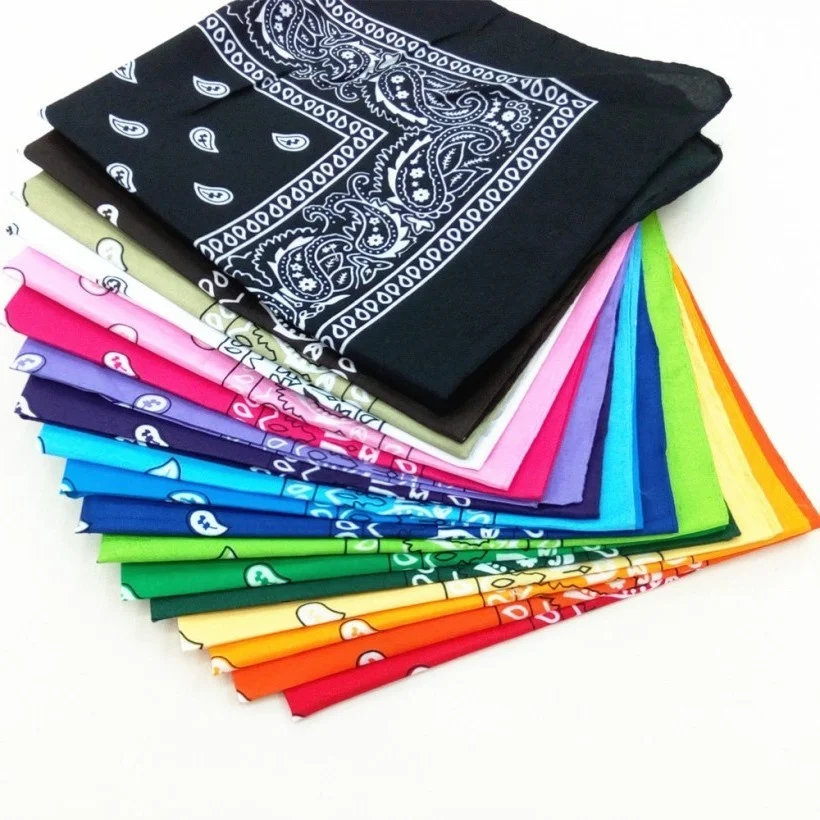 

High quality 1PC Unisex Bandana Hip Hop Black Paisley Headwear Hair Band Scarf Neck Wrist Wrap Band Headtie Square scarf