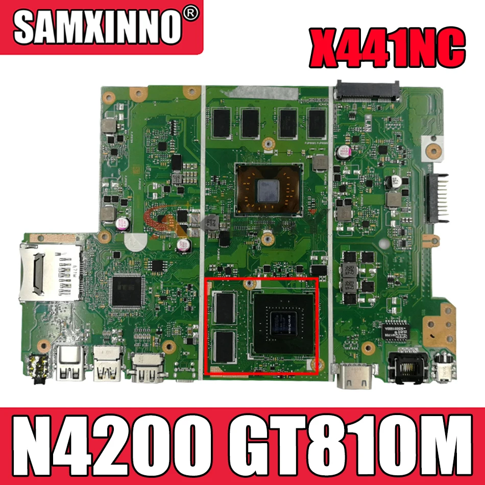 

Материнская плата Akemy X441NC для ноутбука ASUS VivoBook Max X441NC X441N, оригинальная материнская плата 4GB-RAM N4200 GT810M